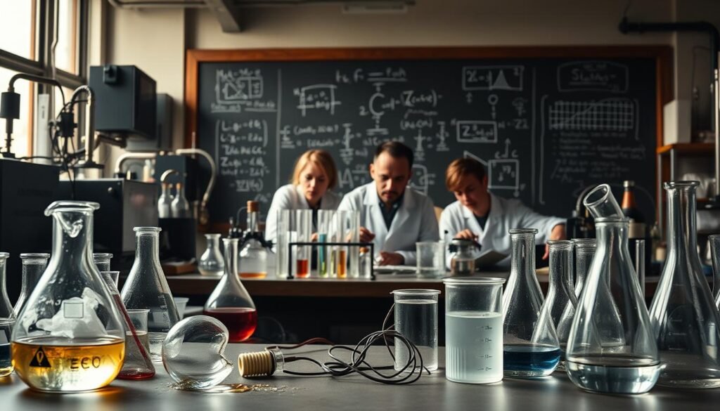 A bustling laboratory filled with beakers, test tubes, and complex machinery. In the foreground, a series of common pitfalls are depicted: a broken beaker, a spilled chemical, and a tangled wire. In the middle ground, scientists work diligently, their faces etched with concentration. The background features a chalkboard covered in equations and diagrams, representing the wealth of knowledge required for effective machine learning. Soft, directional lighting casts dramatic shadows, emphasizing the gravity of the subject matter. The overall atmosphere conveys the challenges and best practices of harnessing the power of data, as researchers strive to unlock its true potential.